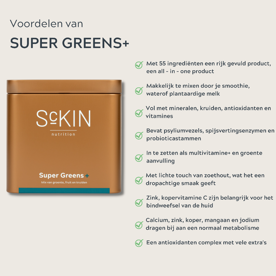 ScKIN SUPER GREENS+ 300gr. 30doseringen.